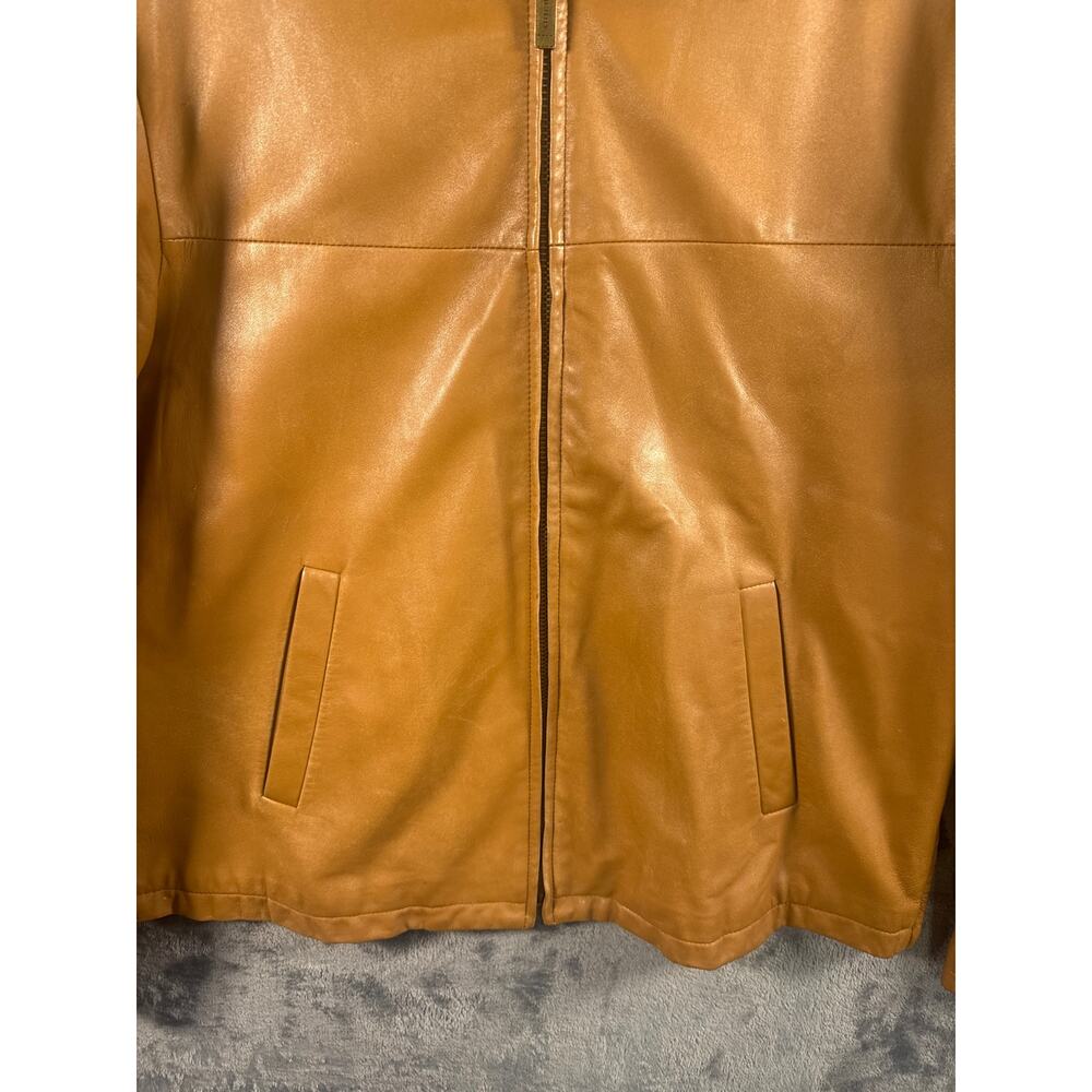 Designer x Burberry London x VTG Y2K Tan Leather Bomber Jacket Men’s EU 52/US L - Picture 10 of 16